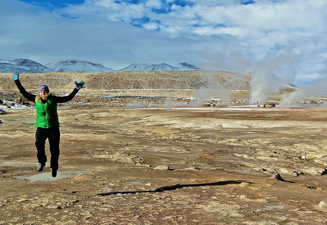 I have no idea why we have started taking jumping photos. Here's Mel jumping at the geysers